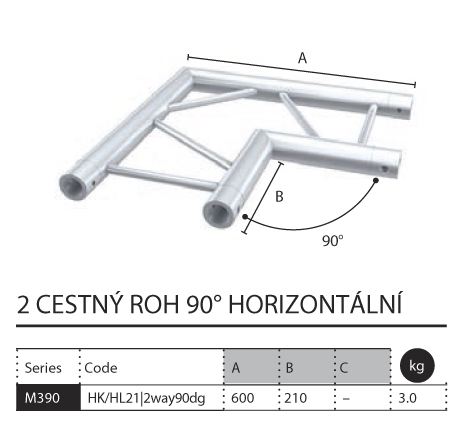 013 - M390 Dual - 2 cestný roh 90 horizontální