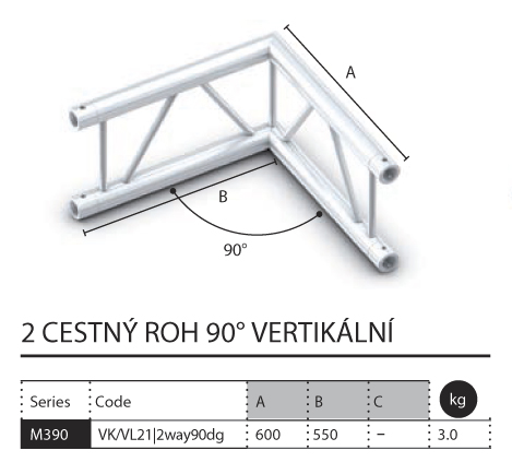 014 - M390 Dual - 2 cestný roh 90 vertikální