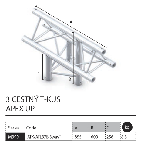 018 - M390 Trio - 3 cestný T kus apex up