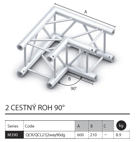 011 - M390 Quatro - 2 cestný roh 90